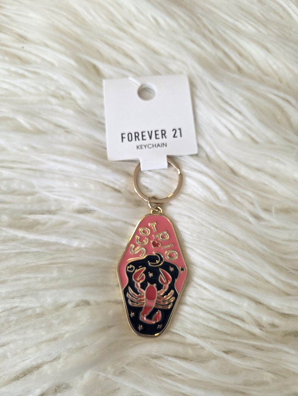 Forever 21 Pink & Black Scorpio Enamel Keychain